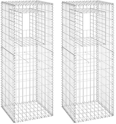 Chusui Gabionensäulen 2 STK Gabionen Säule, Gabionen Zaun, Gabionen Pfosten, Gartenzäune Für Den Außenbereich, 50x50x140 cm Eisen
