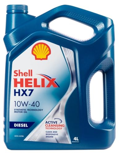 SHELL Motoröl 10W-40 Helix Motor Öl ACEA A3/B4 API CF HX7 DIESEL 4L Kompatibel mit VW Golf IV Schrägheck 1J1 POLO 9N Transporter IV Bus 70B, 70C, 7DB, 7DK, 70J, 70K, 7DC, 7DJ, MERCEDES-BENZ, AUDI