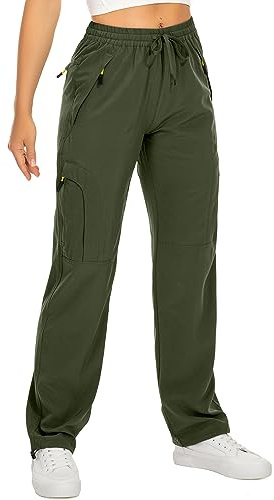 yeyity Wanderhose Damen Leichter Quick Dry Trekkinghose Safari Kleidung | Atmungsaktiv Cargohose UV-Schutz Outdoorhose Funktionshose Jogginghose Mit Taschen