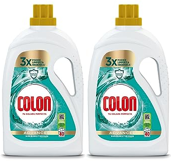 Colon Higiene - Detergente para Lavadora con Activos Higiénicos y Elimina Olores, Adecuado para Ropa Blanca y de Color, Formato Gel, 2 x 40 Dosis