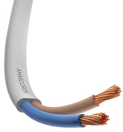 Amarcords - Cavo elettrico piatto bipolare sezione 2x0,75mm colore BIANCO. Piattina Elettrica H03VVH2-F, 5 metri