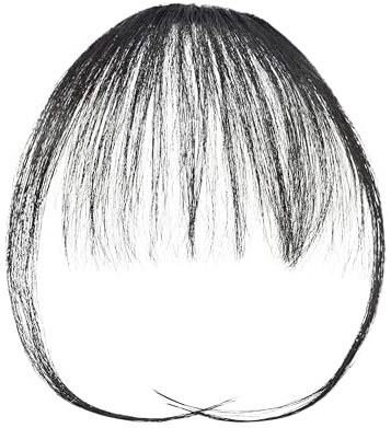Luxiremi Clip in Pony Echthaar 100% Remy Dünner Fringe Bangs Extensions mit Schläfen Natürlich Schwarz Clip Pony Haarteile Echthaar für Damen Frauen