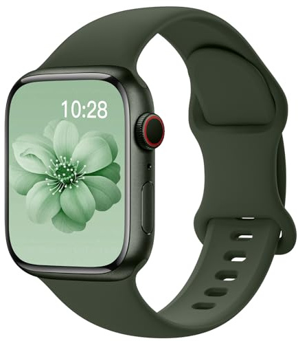 Yoohoo Silicone Band Compatible with Apple Watch Straps 44mm 45mm 46mm 49mm | Sport Strap for Women Men,Soft and Breathable,Replacement Bands for iWatch Series 11 10 9 8 7 6 5 4 3 2 1 SE Ultra,Dark Green
