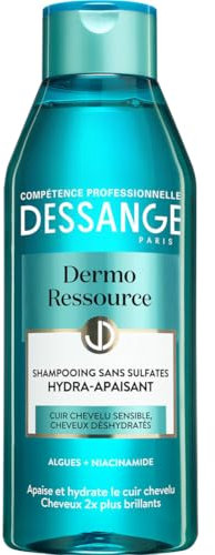 DESSANGE - Shampoing Hydra-Apaisant Dermo Ressource - Sans Sulfates - Formule Enrichie Aux Algues & Niacinamide - Apaise & Hydrate - Pour Cuir Chevelu Sensible & Cheveux Déshydratés - 250 ml