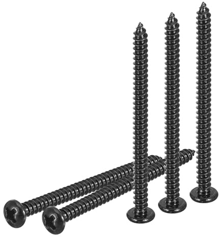 DTGN #6x2 Phillips Pan Head Self-tapping Screw - 100Pack - Black Oxide 304 Stainless Steel Sheet Metal Screws Wood Screws