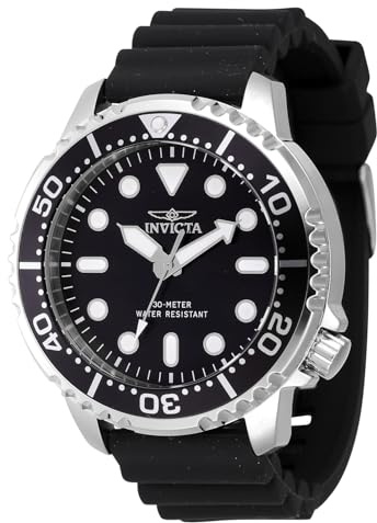 Invicta Pro Diver 47225 Herren Uhr - Wasserdicht - Analog - Quarzuhrwerk - Edelstahl mit schwarzen zifferblat - 48mm
