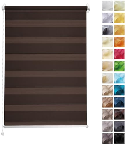 Rettika Doppelrollo Klemmfix ohne Bohren – Braun – Breite 80 cm, Höhe 120 cm – Duo Rollo für Innenräume, Sichtschutz Fensterrollo mit Lichtregulierung