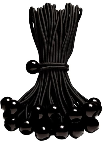 50-Piece YELIER Ball Bungee Cord (Black, 4), UV Resistant, Antioxidant, Secure Tie Down