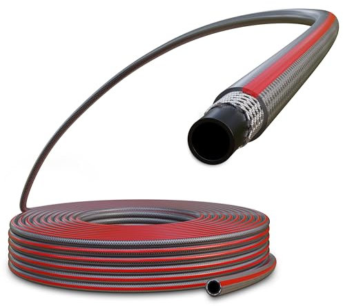 Poppstar Tubo da giardino in PVC 25 m, diametro interno 12 mm, diametro esterno 16 mm (1/2 pollice), 3 strati, pressione di esercizio max. 8 bar, tubo per irrigazione flessibile