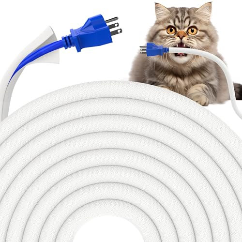 REFLYING 3 Meters-8mm Self Wrap Cable Sleeve, Dogs Cats Cord Protector, Hiding 1 Wire, Cable Tidy Solution Prevent Pets from Chewing Cable Wires, Expandable Braided Sleeve, White