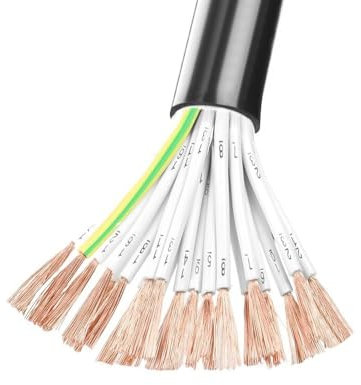 5 Meter Elektrokabel, Elektrischer Draht PVC-isoliert, 6-24 Adrig wählbar, 0.5mm² - 2.5mm² wählbar RVV Kupferkabel, Geschirmter Draht für Anti-Signal-Störkreise(6-core x 0.5mm²)