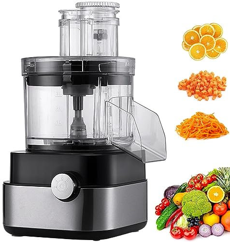 sjdoPulse Cortadora De Verduras Eléctrica, Cortadora De Alimentos Comercial, Cortadora De Frutas Y Verduras Automática De Acero Inoxidable con 5 Cuchillas