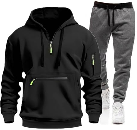Chándal completo para hombre, chándal de entrenamiento para hombre de invierno con forro polar, conjunto deportivo completo, camiseta sudadera con capucha y pantalón de dos piezas, conjunto chándal