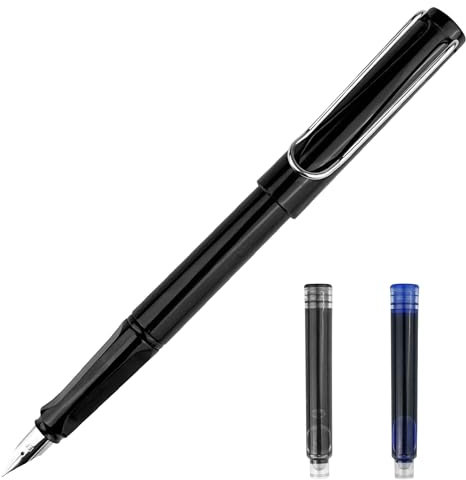 Dyaucwpo Füller, Füllhalter, Schönschreibfüller, Schulfüller mit Anfänger, Füllfederhalter mit Ergonomischem Griff, Stahlfeder in Strichbreite EF, Schreiblernfüller, Rechtshänder, Inkl. 2 Patrone