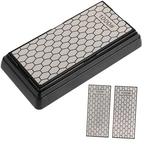 ASAKKURA Diamond Sharpening Tool 400/1000 Grit Dual-Sided Non-Slip Base for Kitchen Cutlery and Scissors