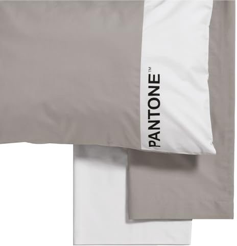 PANTONE - Completo Letto, Set con Lenzuola Una Piazza e Mezza Cotone 180x280 + Lenzuolo con Angoli Sotto Coprimaterasso 130x200 con Elastici per Materasso Alto Fino a 30 cm + 1 Federa Cuscino 50x80
