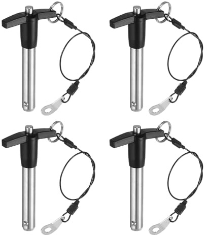 QUARKZMAN 4 Pines de Bloqueo en T, Longitud de Uso de 12mm x 50mm de Acero Inoxidable de Liberación Rápida con Botón de Presión