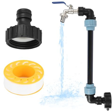 IBC Tank Gooseneck, Rain Barrel Outlet Tap IBC, IBC Gooseneck 3/4 Inch Outlet Tap, IBC Container S60 x 6 3/4 Inch, IBC Adapter, Tank Accessories (Blue)