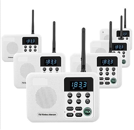 DMETE Interphone sans Fil Système d'interphone sans Fil Longue portée de 1 Mile for Les Bureaux d'affaires à Domicile pour Entreprise/Bureau/hôtel(6 Unit White)