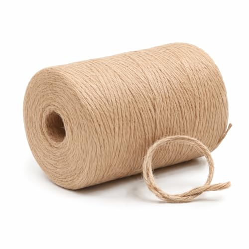 2mm - 164FT Natural Jute Twine Rope String - for Crafts Gardening Plant Accessories Gift Wrapping, Arts Packing Material Christmas Twine Bulk Wedding Decor (600 Ft)