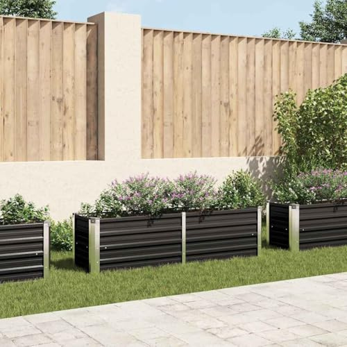 Willood Garten Hochbeet Anthrazit 160 x 40 x 45 cm Verzinkter Stahl