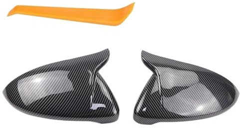 Tür Spiegelkappen Für VW Für Golf 7 MK7 MK7.5 Für GTI R 13-20 Ersatz Carbon Look Schwarz Horn Form Seite Flügel Spiegel Abdeckung Abdeckungen Seitenspiegel(Carbon Fiber Look)