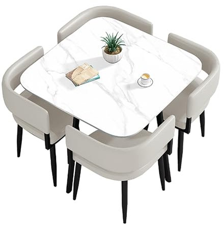Moderner Besprechungstisch Küchentisch Möbel für Esszimmer 5-teiliges Set mit 4 Stühlen quadratisch/rund Esstisch Set für 4 kleine Räume Verhandlungstisch Stühle Set