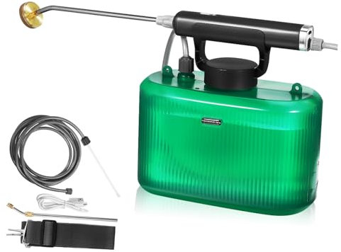 Milisten 3m Pulverizador Eléctrico Portátil con Varilla Ajustable Fumigadora De Ligera y Recargable para Riego De Plantas y Césped con De Hombro y Manguera Extensible