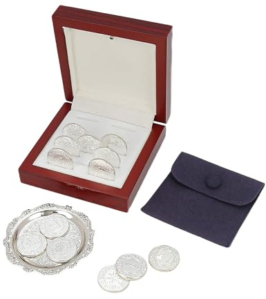 TINGKU Arras para Boda Católica - Juego de 13 monedas de boda Arras de Boda Cristiana Aras de Matrimonio, caja de madera para boda católica tradicional (Silver) | 13 monedas de plata con diseño de Virgen de Guadalupe, recuerdo tradicional de ceremonia de boda católica