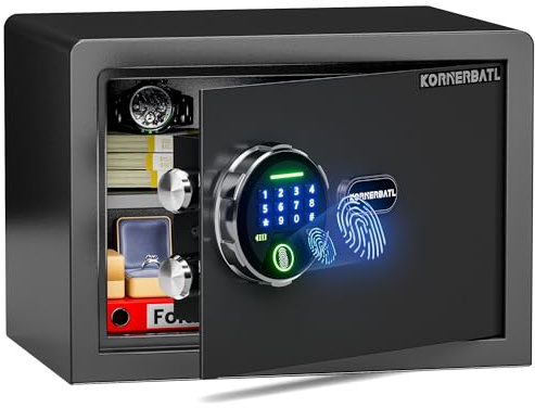 KornerBatl 𝟐𝟎 𝐋𝐁 Smart Biometric Safe with Fingerprint Lock (9.84D x 13.78W x 9.84H), Small Safe Box with Silent Mode & Backlit Keypad & LED Light, 𝐆𝐢𝐟𝐭𝐬 𝐟𝐨𝐫 𝐌𝐨𝐭𝐡𝐞𝐫‘𝐬 𝐃𝐚𝐲
