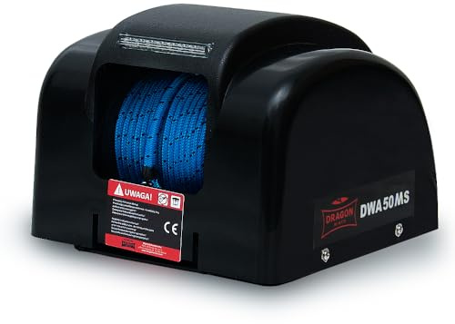 DRAGON WINCH Elektrische Ankerwinde 12V 50 lbs (22 kg) – 150W Seilwinde mit 30,5 m Synthetikseil & Fernbedienung – für Boote, Angelboote, Schlauchboote & Freizeitboote – Komplettset