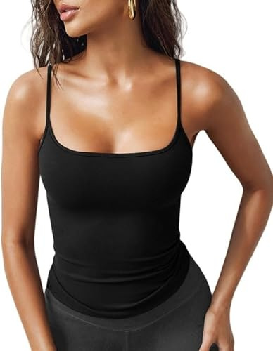 Sukiglam Canotta Donna Elegante Spaghetti Strap Tank Top Senza Maniche Collo a U Canottiera Intimo Sexy Slim Fit Y2k Tops Base Abbigliamento Estivi Casual Elasticizzata Camicia Maglietta