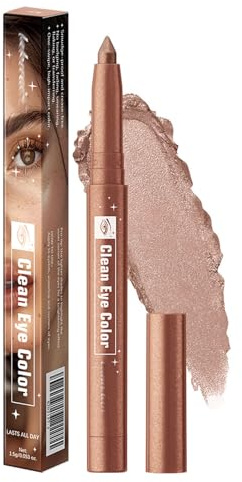 Bronzener Lidschatten-Stift Wischfester, Shimmer Brown Cream Eyeshadow Stick - Langanhaltendes, Perlmuttartiges Augen-Makeup, Wischfest und Faltenfrei, Vegane Formel mit Micro-Glitter