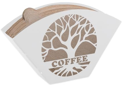 YapitHome Kaffeefilterhalter Filtertütenhalter V-Förmige Kaffeefilteraufbewahrung Kaffeefilterhalter Metall mit Baum des Lebens-Dekor für Café,Hotel, Bar,Zuhause