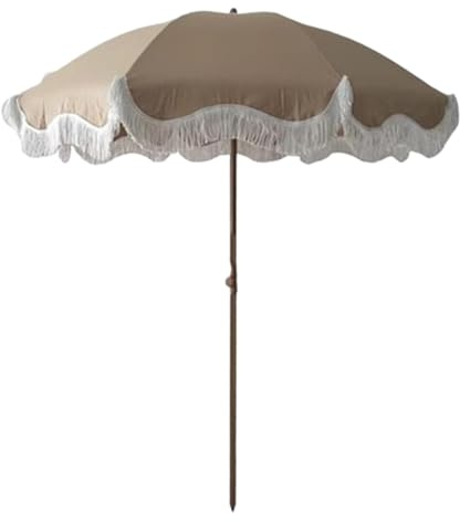 Parasol de terrasse, Parasol d'extérieur, Parasol de marché avec Pompon, Parasol de terrasse avec Franges, Parasol de Plage extérieur sans Base, Parasol de Plage
