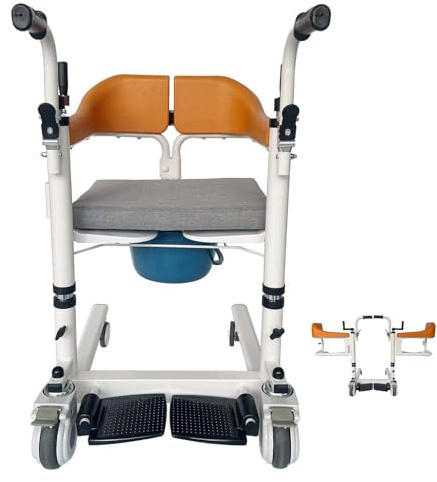 Juodkeo Elevatore per pazienti 4 in 1 per casa, sedia a rotelle di trasporto in acciaio, vasca, sedia comoda e sedia doccia per anziani, ideale per transferimenti a domicilio