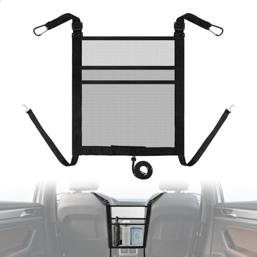 Reja Coche Perro Maletero de 2 Capas, Barrera para Perros Coche con 4 Ganchos, Universal Rejilla Perro Coche, Ajustable Protector Coche Perros Malla para Vehículos Todoterreno SUV Coches(Negro)