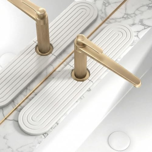 Faucet Mat for Kitchen Sink, Diatomite Stone Drying Sink Protectors, Stone Sink Splash Guard Mat, Kitchen Sink Splash Guard, Super Absorbent for Kitchen Counter(40x10cm, White)