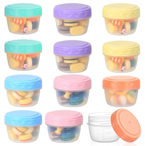 12 Pz Contenitori Ermetici per Alimenti Piccoli, Contenitori per Alimenti Plastica, Piccoli Contenitore Plastica con Coperchio riutilizzabili, Contenitore per Congelatore conservazione Salse