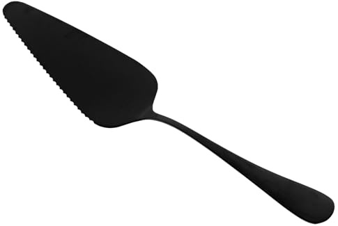 JECOMPRIS Pala per Torta in Acciaio Inox 304 Seghettata Nera, Utensile da Forno per Pizza e Dolci Lama Ergonomica e Finitura a Specchio, per Cucina e Ristorazione