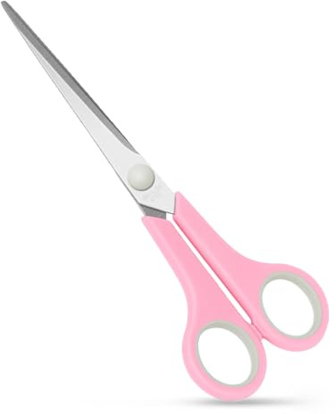 6.5 Inches Multi-Purpose Scissors Craft Scissors,Stainless Steel Blades, Soft Rubber Handles, Suitable for Home, Office, School, Crafting and Sewing,Fabric,Pink