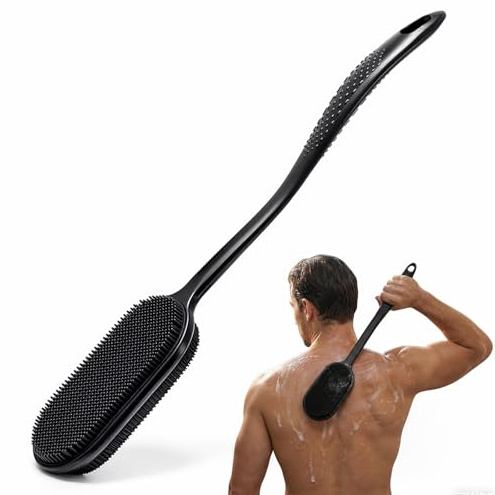 Admygo Back Scrubber Silicone Body Scrubber Long Handle 42cm Double Sided Shower Back Scrubber for Men Women Back Washers for Use in Shower Exfoliating Brush