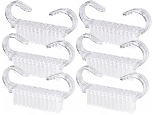 6 Pièces Brosse Ongle en Plastique, Brosse à Ongles Main, Mini de Nettoyage | Avec Poignée, Manuelle Ergonomique, pour Entretien et Nettoyage des Ongles(Blanc)
