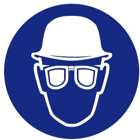 Gebotsschild aus Aluminium - Schutzhelm und Augenschutz tragen - Ø 40 cm