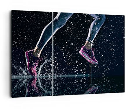 ARTTOR Bilder auf Leinwand 165x110cm Leinwandbild Laufen Lifestyle Leichtathletik Schuhe Groß XXL Wanddeko Bild Schlafzimmer Set 3 teilige Wandbilder Dekoration Wohnzimmer Canvas Art CE165x110-2900