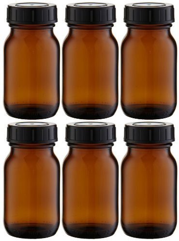 6 x Weithalsflasche 100ml Braunglas inkl. Schraubverschluss mit Dichtungsscheibe *** Weithalsflaschen, Schraubgläser, Weithalsgläser, Braunglasflaschen, Glasdosen, Allzweckgläser, Haushaltsgläser, Weithalsglas, Schraubglas, Allzweckglas, Haushaltsglas ***