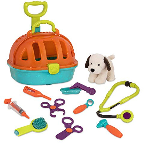 Battat - Pup & Go Vet Tragetasche - Rollender Tiertransporter - Plüsch Hundespielzeug - Tierklinik Spielset - Pretend Vet Kit für Kleinkinder, Kinder - 2 Jahre +