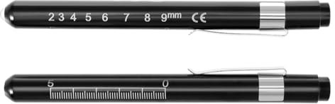 Lot De 2 Stylos Lampe MéDicale Avec Jauge De Pupille Pour InfirmièRes Et MéDecins, Aluminium Noir, Piles Incluses
