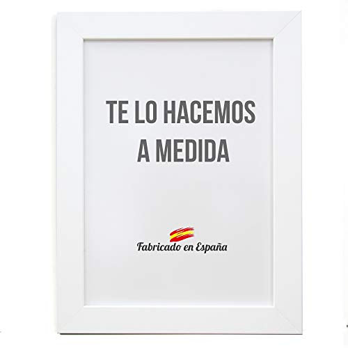 Marco a Medida para Fotos, póster, Puzzles, láminas. Cuadro Modelo 163 Blanco Mate. con Cristal metacrilato 1.5 mm y Trasera Antihumedad 99x99 cm