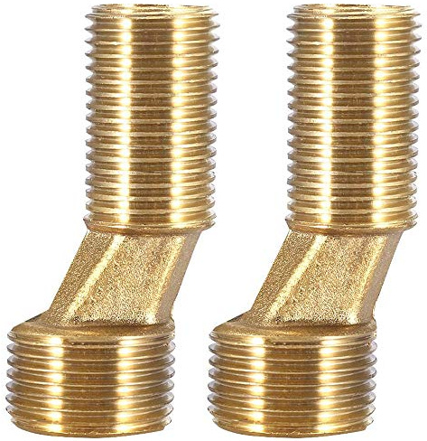 ZLYY 2PCS Solid Brass Bend Angle Adapter Faucet Adapter, 3/4 IPS x 1/2 IPS Male Thread Bathtub Shower Faucet Adjustable Swing Arms (2.8 Length)